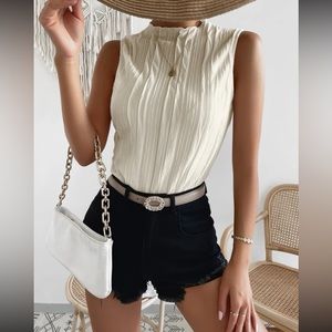 Boho white textured tank top